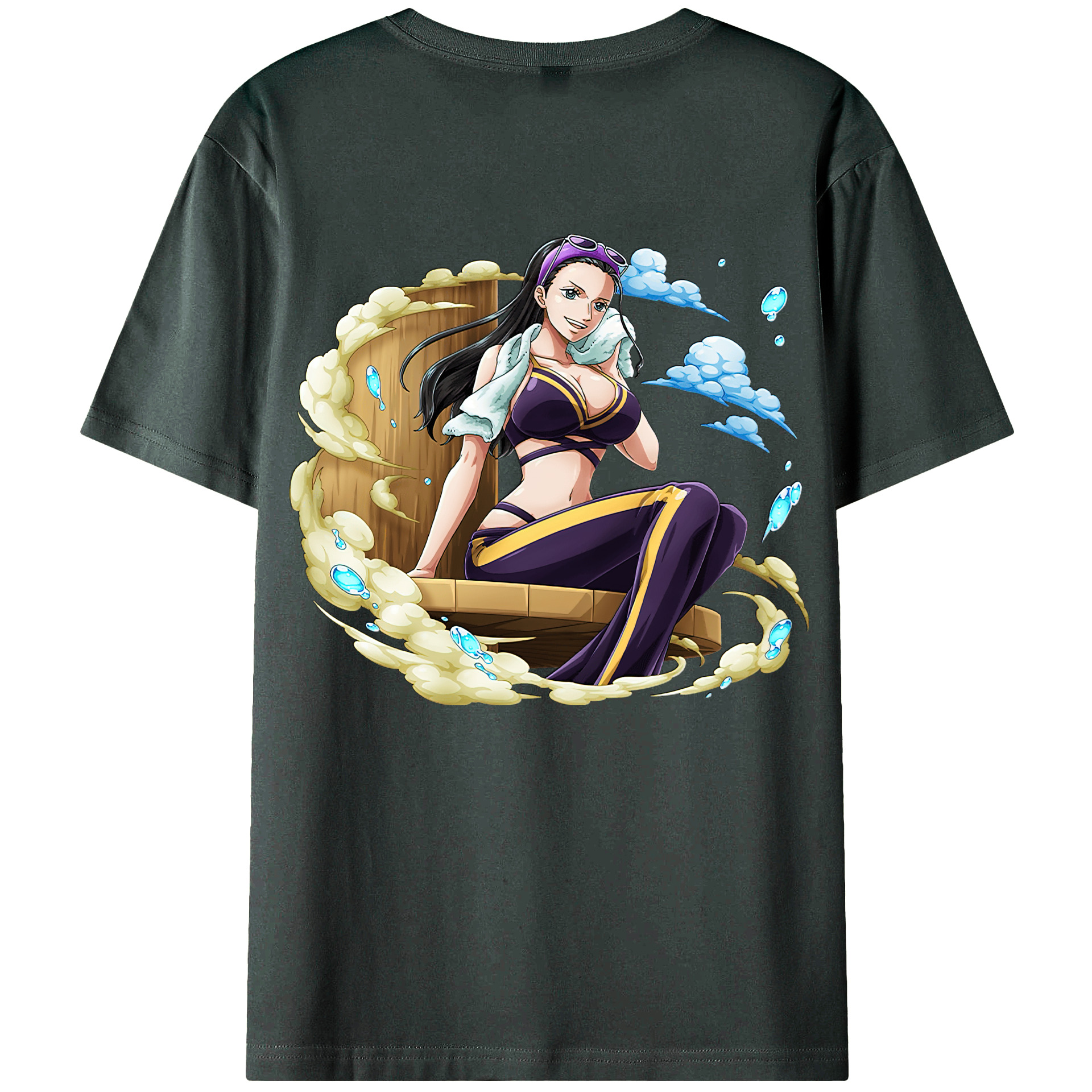 ワンピース ニコ・ロビン ONE PIECE Nico Robin 綿100％ メンズ半袖Tシャツ（バックプリント） 通気性